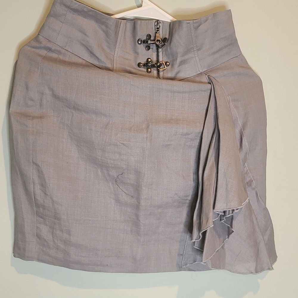 Twelve By Twelve Skirt Size L Beige Solid Pencil Knee Length Career Casual